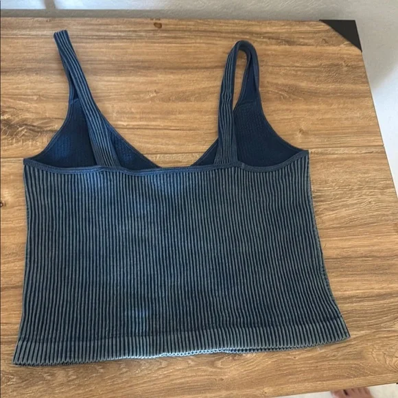 Blue Ribbed Women's Top - Picture 2 of 2